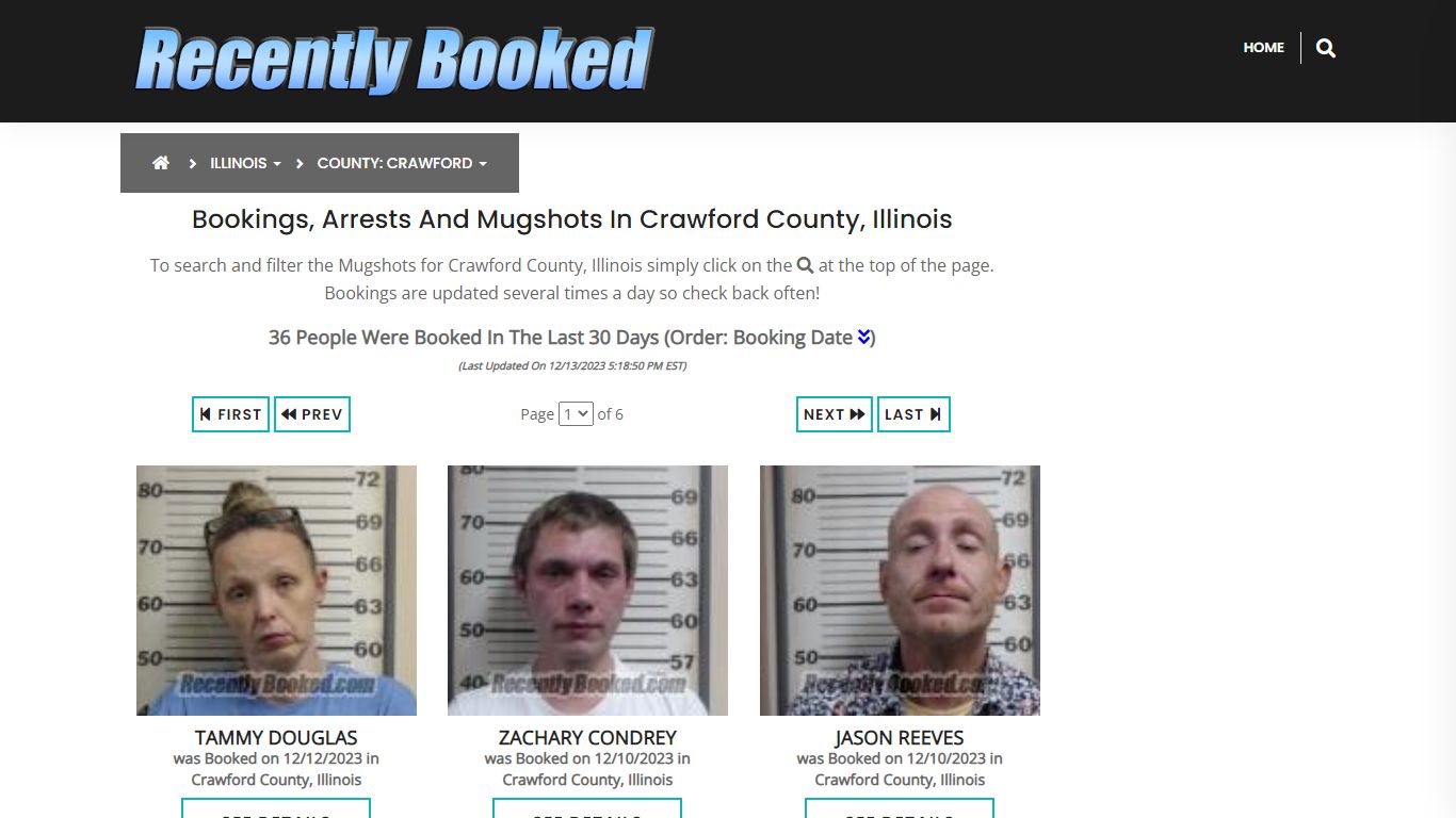Recent bookings, Arrests, Mugshots in Crawford County, Illinois